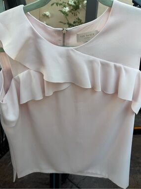 Ted Baker London Lilac Ruffle-Front Blouse with Gold Zip